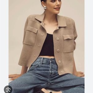 Anthropologie Beige Sweater Jacket